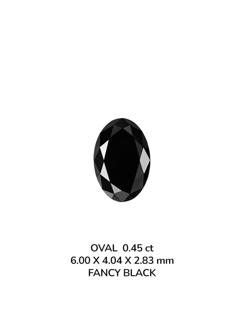 Loose Diamond - OVAL 0.45ct Fancy Black VVS2: Loose Diamond - OVAL 0.45ct Fancy Black VVS2 Source: Natural Shape: OVAL Carats: 0.45 Color: Fancy Black Certification: NONE PLEASE NOTE: Framed, Large, or heavy items do not have shipping costs inclu