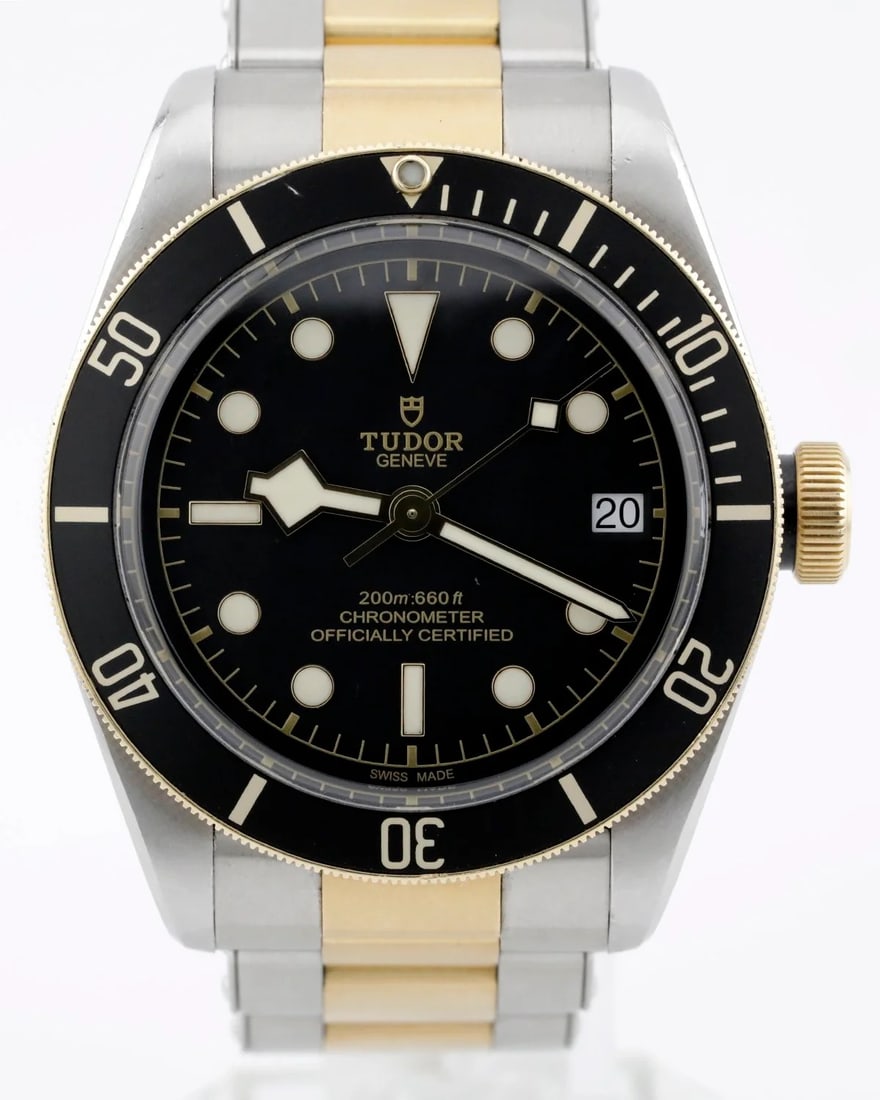 2017 Tudor Black Bay Ref 79733N 40mm Watch with Warranty Card: 2017 Tudor Black Bay Ref 79733N 40mm Watch with Warranty Card This Tudor Black Bay wristwatch features a black dial and comes with its original card dated 2017. The watch has a 40mm case crafted from 