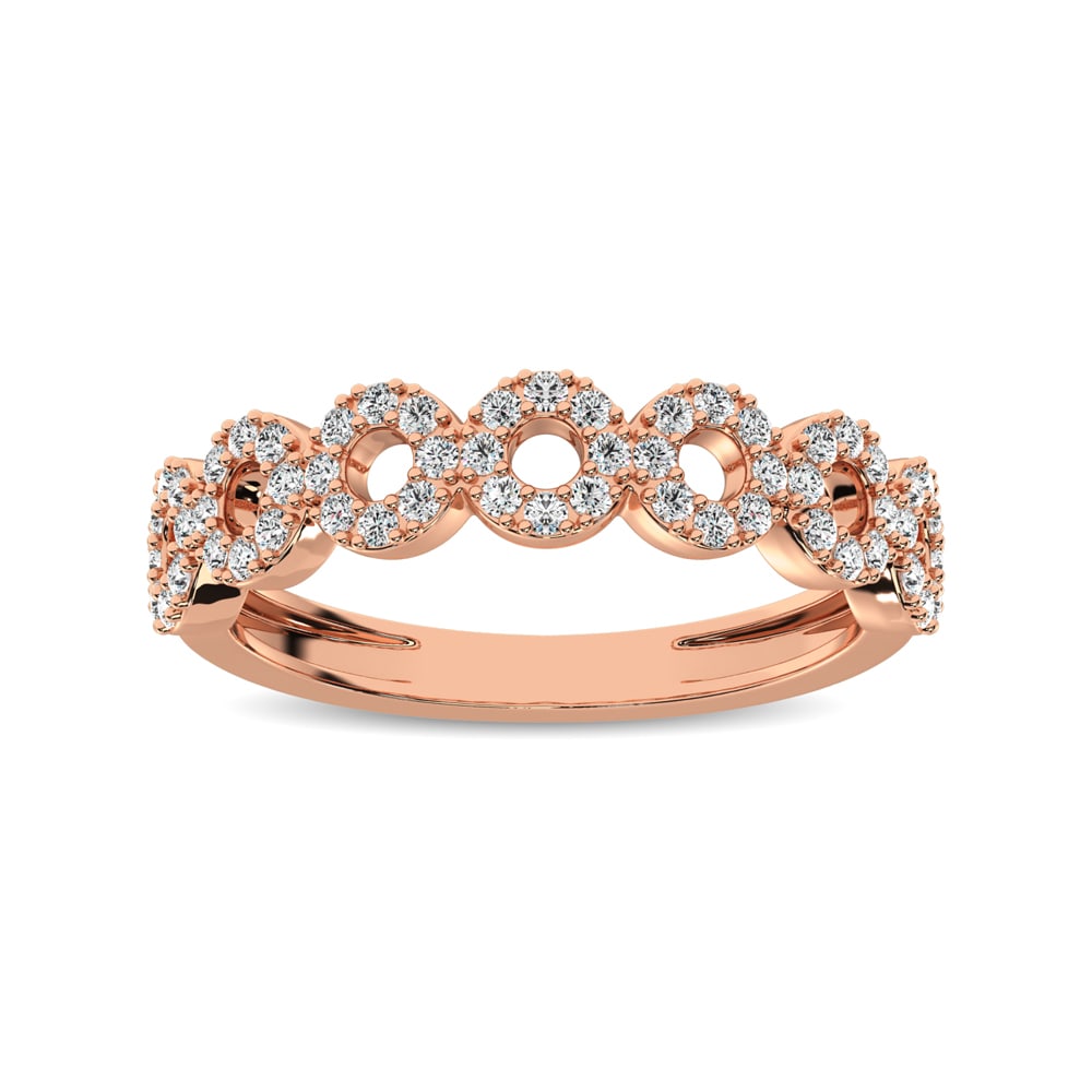 14K Rose Gold 1/3 Ct.Tw. Diamond 7 Station Stackable Band (1 of 4)