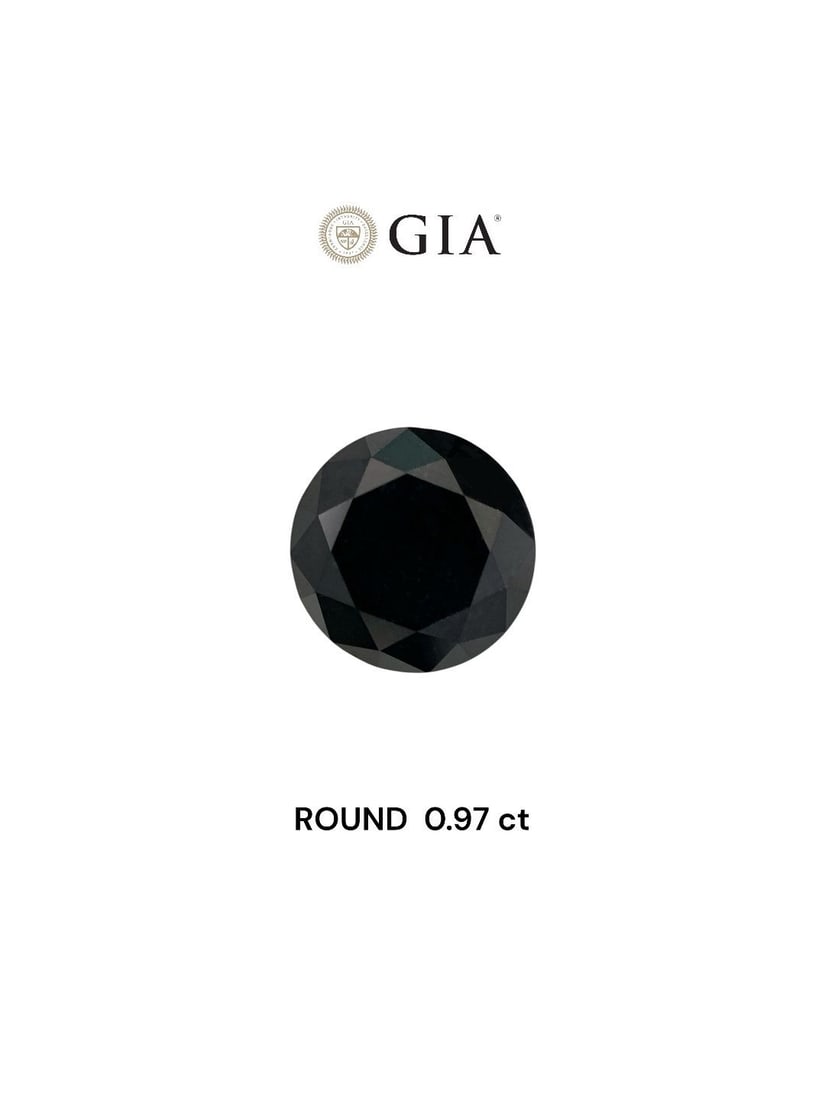 Loose Diamond - ROUND 0.97ct Fancy Black VVS2: Loose Diamond - ROUND 0.97ct Fancy Black VVS2 Source: Natural Shape: ROUND Carats: 0.97 Color: Fancy Black Certification: GIA Video: