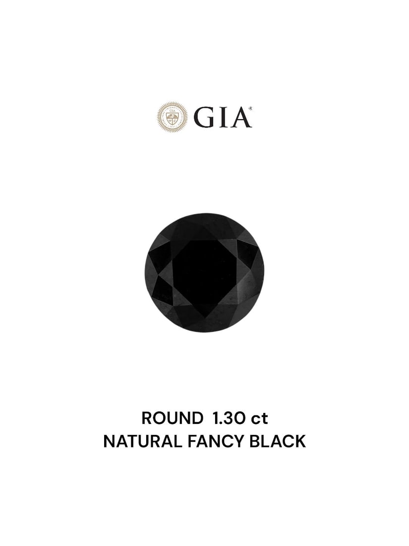 Loose Diamond - ROUND 1.3ct Fancy Black VVS2: Loose Diamond - ROUND 1.3ct Fancy Black VVS2 Source: Natural Shape: ROUND Carats: 1.3 Color: Fancy Black Certification: GIA Video: