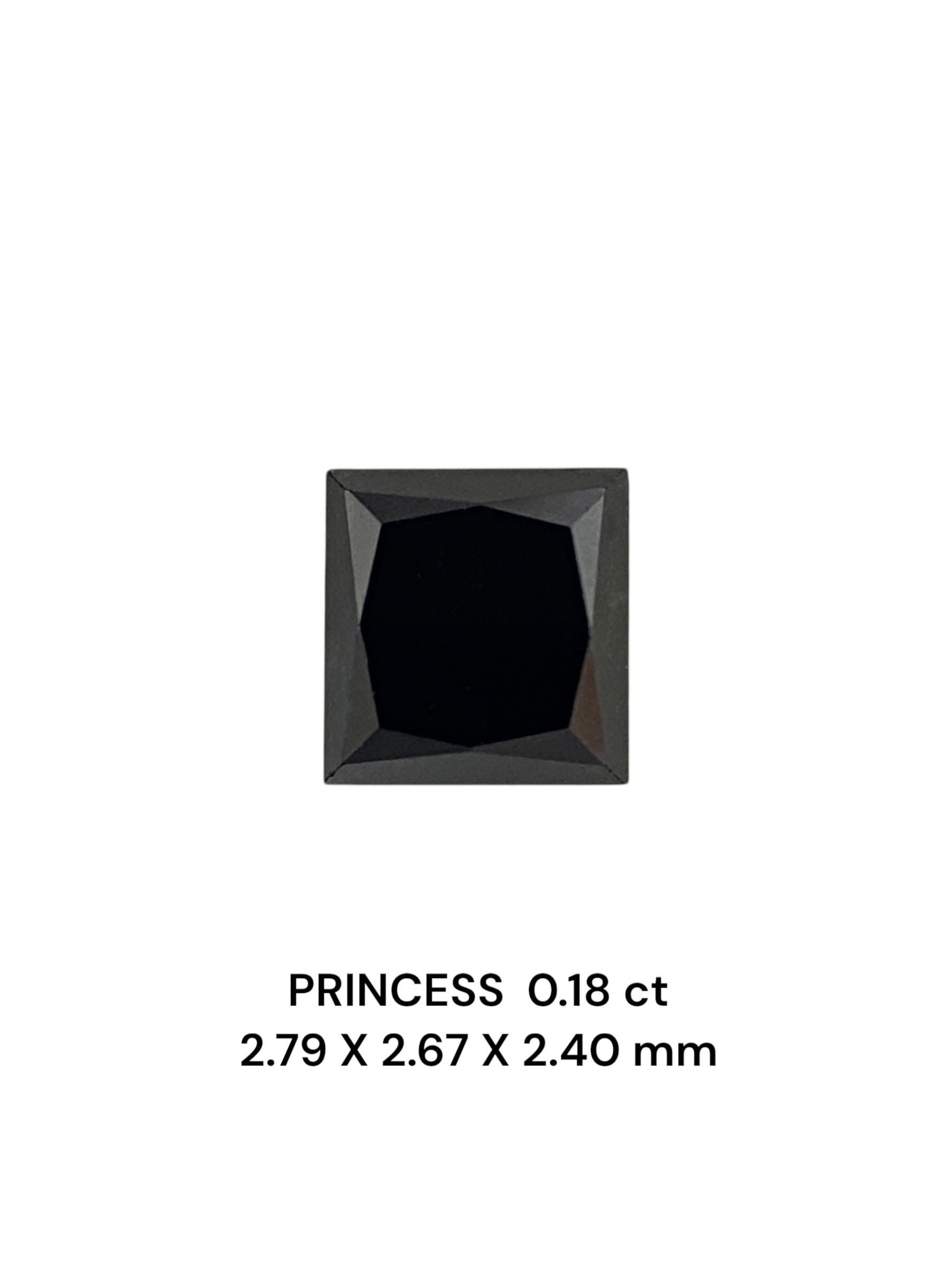 Loose Diamond - PRINCESS 0.18ct Fancy Black VVS2: Loose Diamond - PRINCESS 0.18ct Fancy Black VVS2 Source: Natural Shape: PRINCESS Carats: 0.18 Color: Fancy Black Certification: NONE PLEASE NOTE: Framed, Large, or heavy items do not have shipping cos