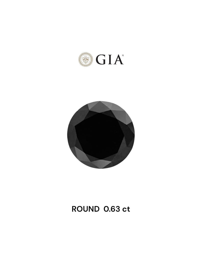 Loose Diamond - ROUND 0.63ct Fancy Black VVS2: Loose Diamond - ROUND 0.63ct Fancy Black VVS2 Source: Natural Shape: ROUND Carats: 0.63 Color: Fancy Black Certification: GIA Video: