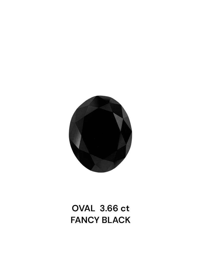 Loose Diamond - OVAL 3.66ct Black: Loose Diamond - OVAL 3.66ct Black Source: Natural Shape: OVAL Carats: 3.66 Color: Black Certification: IGI Video: