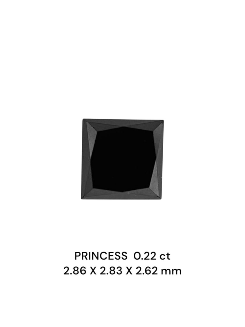 Loose Diamond - PRINCESS 0.22ct Fancy Black VVS2: Loose Diamond - PRINCESS 0.22ct Fancy Black VVS2 Source: Natural Shape: PRINCESS Carats: 0.22 Color: Fancy Black Certification: NONE PLEASE NOTE: Framed, Large, or heavy items do not have shipping cos
