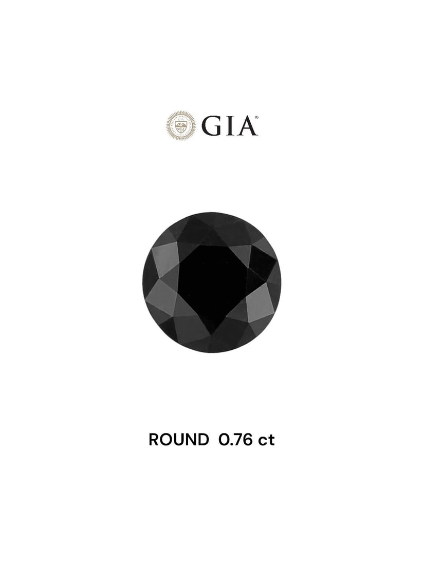 Loose Diamond - ROUND 0.76ct Fancy Black VVS2: Loose Diamond - ROUND 0.76ct Fancy Black VVS2 Source: Natural Shape: ROUND Carats: 0.76 Color: Fancy Black Certification: GIA Video: