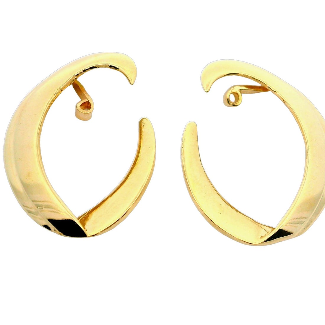 Estate 14k Yellow Gold Crescent Charm Earring Enhancer Jackets: Estate 14k Yellow Gold Crescent Charm Earring Enhancer Jackets Enhance your jewelry collection with these stunning Estate 14k Yellow Gold Open Crescent Charm Jackets Earring Enhancers. Crafted from so