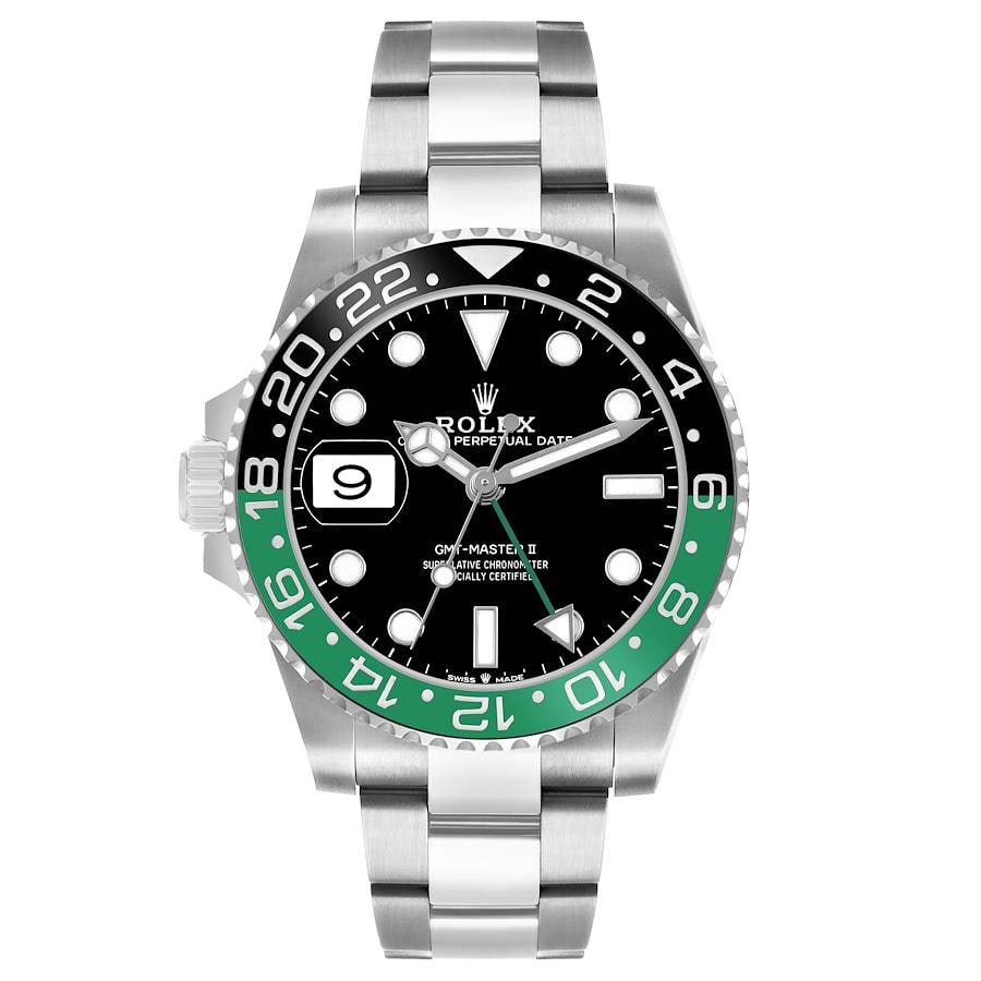 Rolex GMT-Master II Sprite Oyster Black Dial Ref 126720VTNR 2025 Card: Rolex GMT-Master II Sprite Oyster Black Dial Ref 126720VTNR 2025 Card This Rolex GMT-Master II "Sprite" features a black dial and is paired with a ceramic bezel and an Oyster bracelet. The watch is id