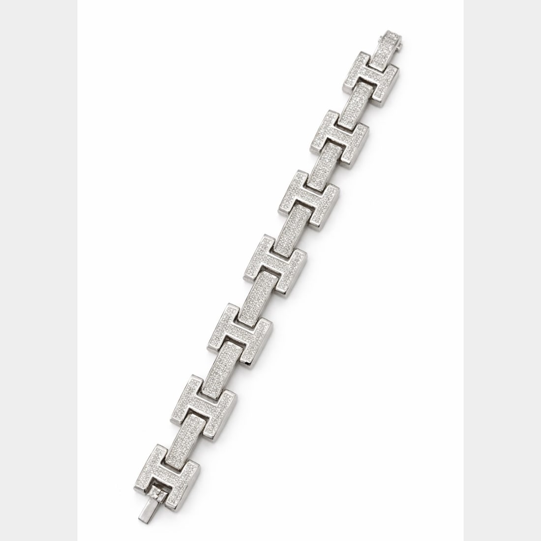 14K White Gold JBO Signed 15.00 Ct Princess-cut Diamond Bracelet: 14K White Gold JBO Signed 15.00 Ct Princess-cut Diamond Bracelet This stunning bracelet features 14K white gold and is adorned with 734 invisibly-set princess-cut diamonds, totaling approximately 15.0
