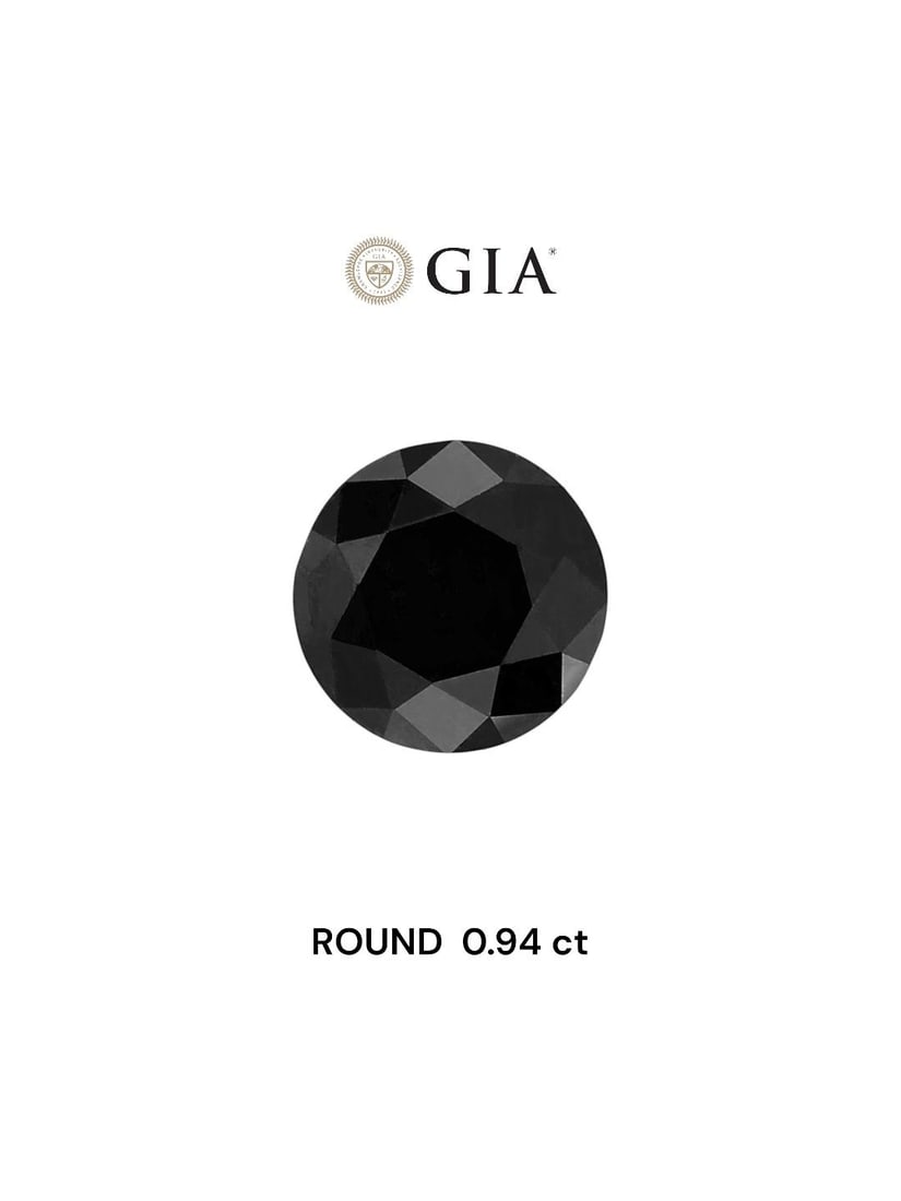 Loose Diamond - ROUND 0.94ct Fancy Black VVS2: Loose Diamond - ROUND 0.94ct Fancy Black VVS2 Source: Natural Shape: ROUND Carats: 0.94 Color: Fancy Black Certification: GIA Video: