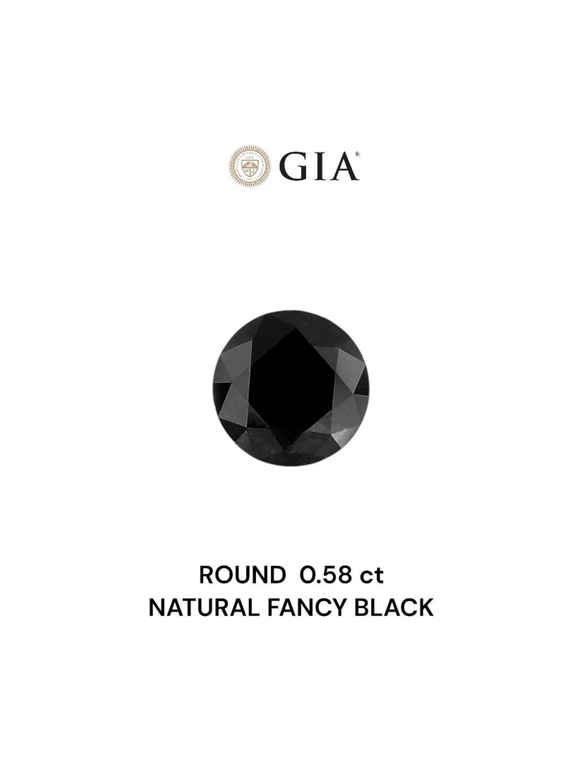 Loose Diamond - ROUND 0.58ct Fancy Black VVS2: Loose Diamond - ROUND 0.58ct Fancy Black VVS2 Source: Natural Shape: ROUND Carats: 0.58 Color: Fancy Black Certification: GIA Video: