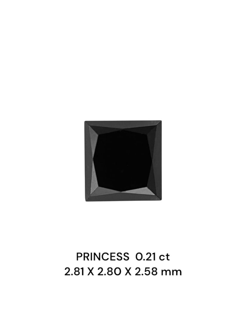 Loose Diamond - PRINCESS 0.21ct Fancy Black VVS2: Loose Diamond - PRINCESS 0.21ct Fancy Black VVS2 Source: Natural Shape: PRINCESS Carats: 0.21 Color: Fancy Black Certification: NONE PLEASE NOTE: Framed, Large, or heavy items do not have shipping cos