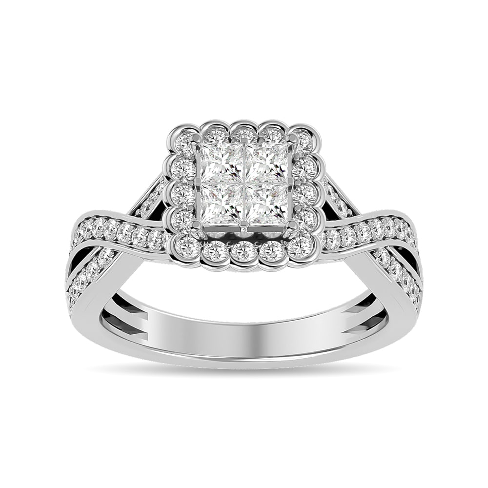 Diamond 1 Ct.tw Princess Head Engagement Ring in 14K White Gold: Diamond 1 Ct.tw Princess Head Engagement Ring in 14K White Gold 14k White Gold Stone Color: Gh Stone Clarity: Si2 Each ring is presented in standard size 6.5. Complimentary resizing is available betwe