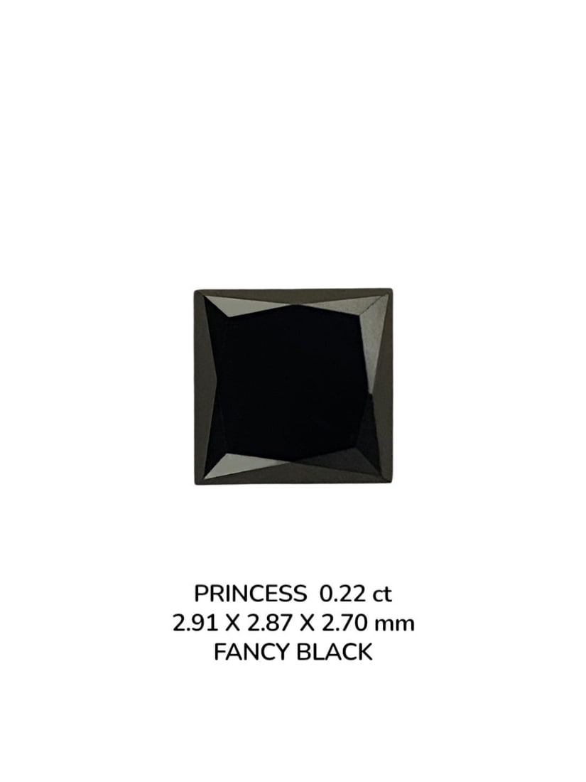 Loose Diamond - PRINCESS 0.22ct Fancy Black VVS2: Loose Diamond - PRINCESS 0.22ct Fancy Black VVS2 Source: Natural Shape: PRINCESS Carats: 0.22 Color: Fancy Black Certification: NONE PLEASE NOTE: Framed, Large, or heavy items do not have shipping cos