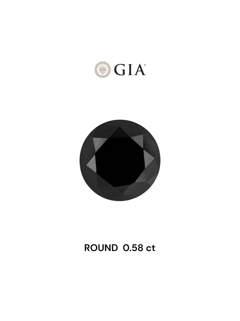 Loose Diamond - ROUND 0.58ct Fancy Black VVS2: Loose Diamond - ROUND 0.58ct Fancy Black VVS2 Source: Natural Shape: ROUND Carats: 0.58 Color: Fancy Black Certification: GIA PLEASE NOTE: Framed, Large, or heavy items do not have shipping costs incl