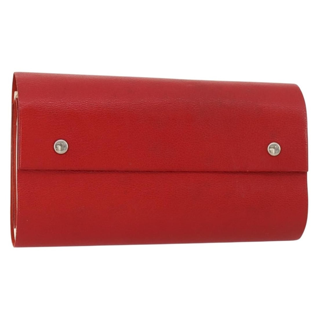 Hermes Red Leather Day Planner Cover with Silver Accents: Hermes Red Leather Day Planner Cover with Silver Accents This Hermes day planner cover is crafted from high-quality red leather with silver-tone accents. Designed for women, it features a compact and 