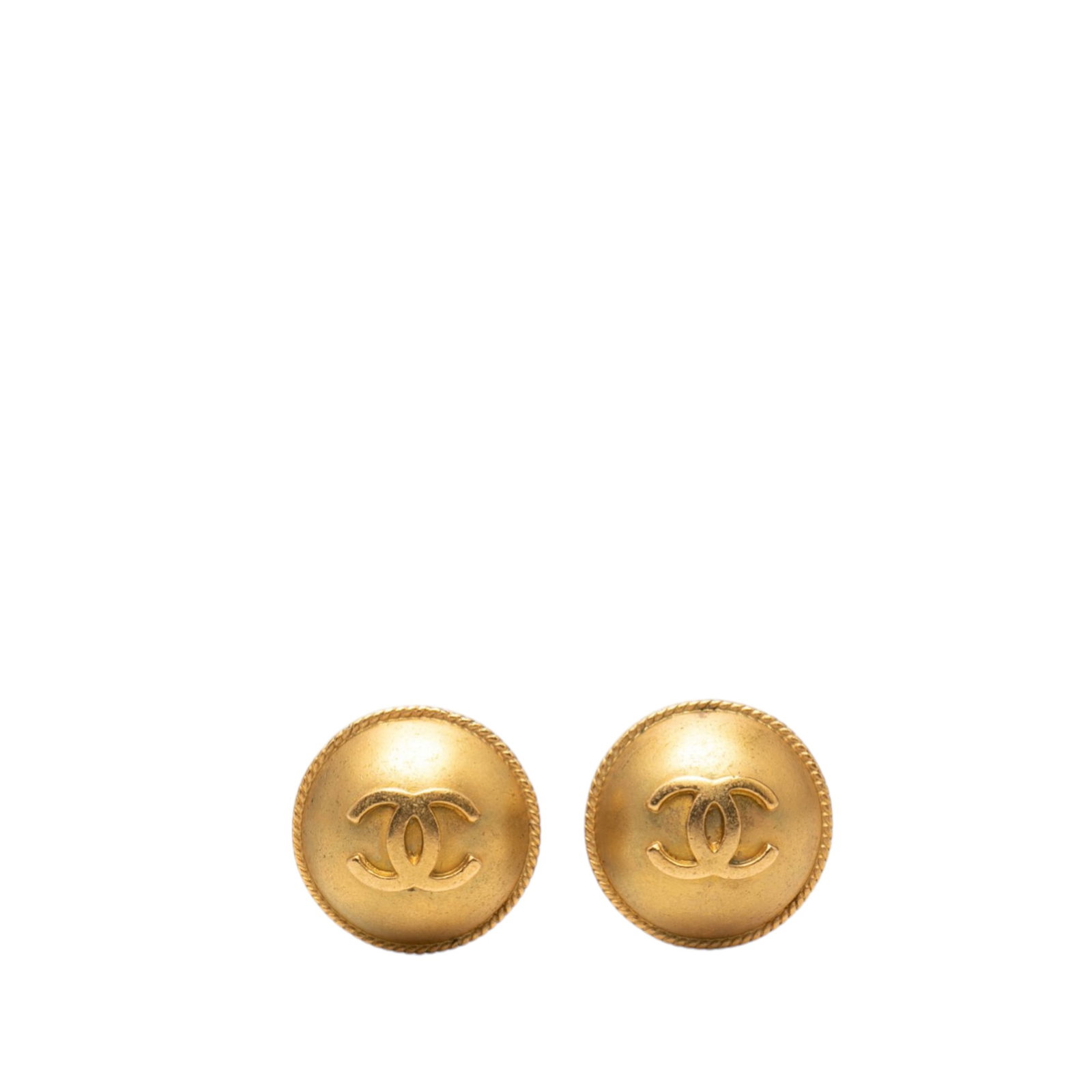 Chanel CC Logo Clip On Earrings Gold Plated Metal: Chanel CC Logo Clip On Earrings Gold Plated Metal These Chanel earrings feature gold plated metal bodies with the iconic CC button design and back clip-on closures. Designed as costume jewelry, they a