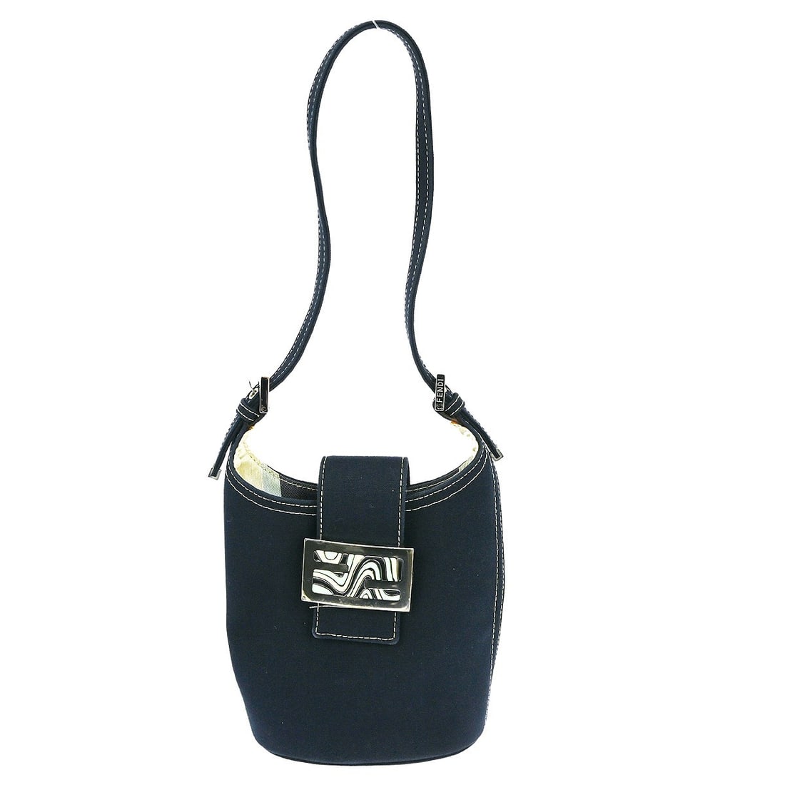 Fendi FF Small Blue Canvas and Leather Handbag with Logo Accents: Fendi FF Small Blue Canvas and Leather Handbag with Logo Accents This Fendi handbag features a blue canvas exterior with leather accents and the iconic logo detailing. Designed in a compact, small siz