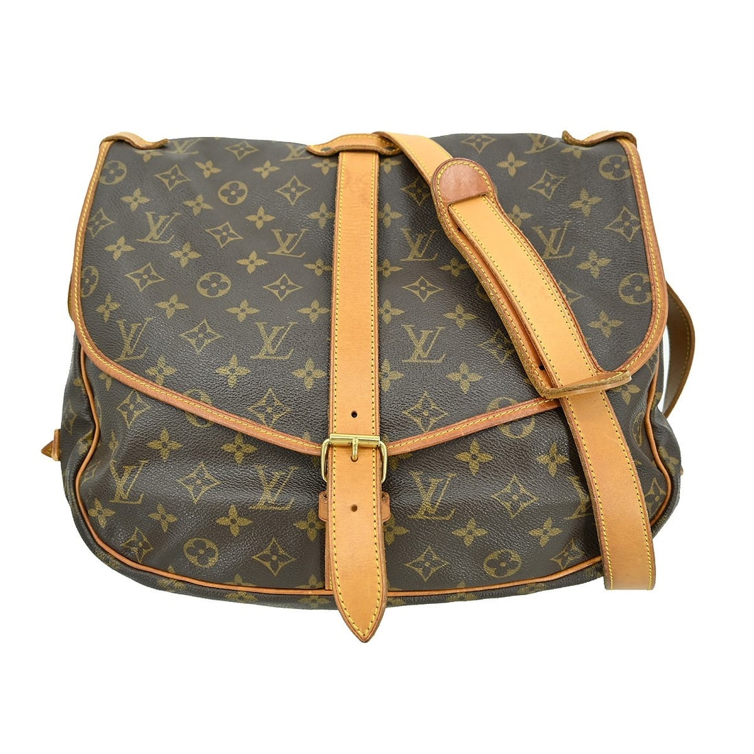 Monogram Canvas Saumur Shoulder Bag by Louis Vuitton: Monogram Canvas Saumur Shoulder Bag by Louis Vuitton This Louis Vuitton Saumur handbag showcases the iconic monogram canvas in brown. Designed for women, it features a spacious interior and classic de