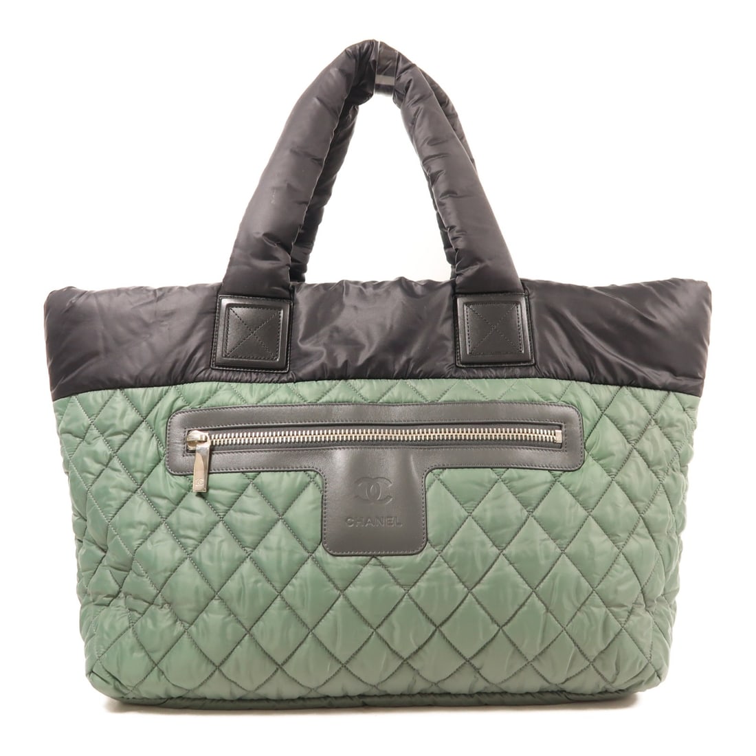 CHANEL Coco Cocoon Nylon Shoulder Bag Green Black SHW (1 of 13)