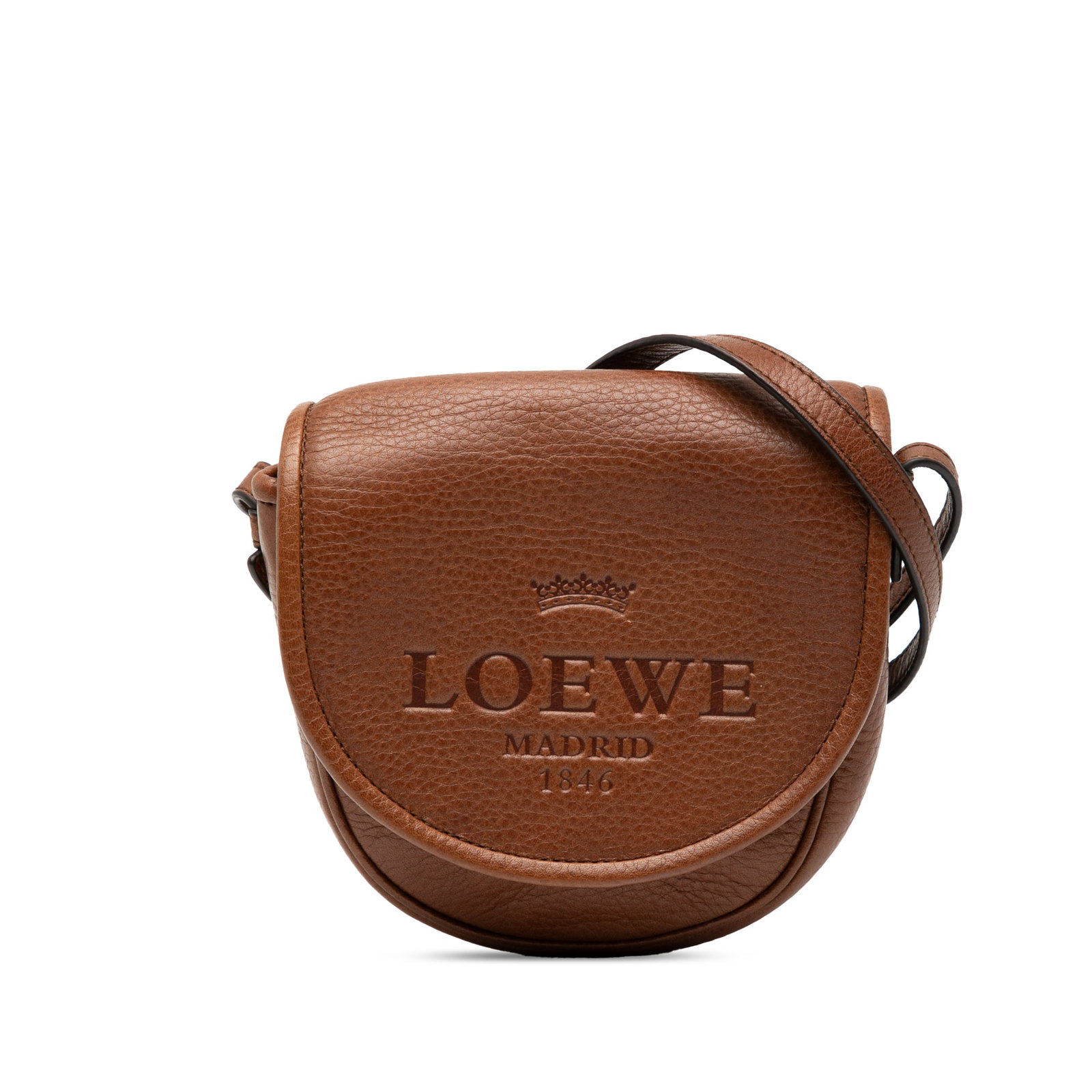LOEWE Mini Leather Heritage Crossbody Bag Brown: LOEWE Mini Leather Heritage Crossbody Bag Brown Introducing the LOEWE Mini Leather Heritage Crossbody, a chic and versatile accessory crafted from premium leather. This stylish crossbody bag features 