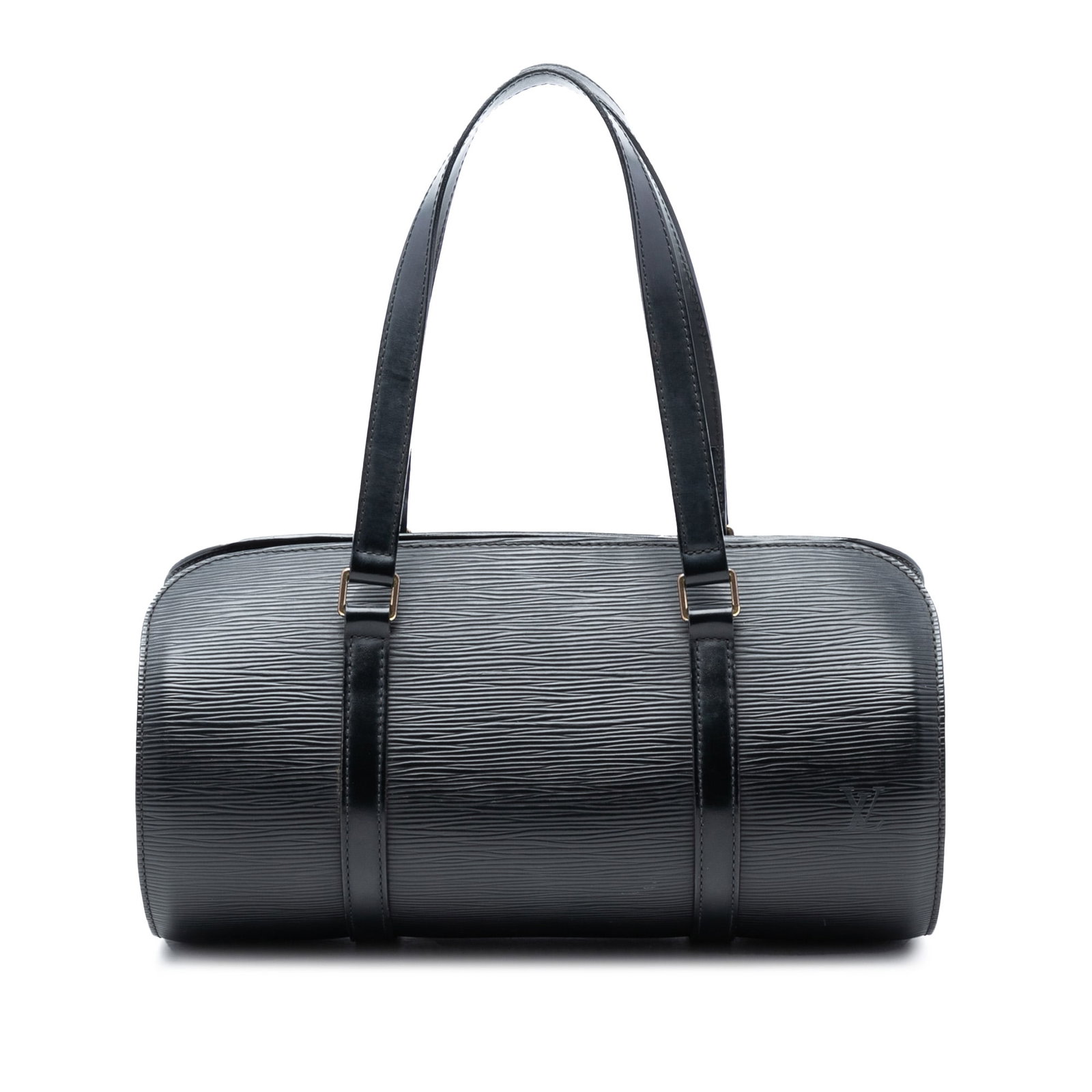 Louis Vuitton Epi Soufflot Black Leather Shoulder Bag France: Louis Vuitton Epi Soufflot Black Leather Shoulder Bag France This Louis Vuitton Epi Soufflot bag features a black epi leather body, flat shoulder straps, a top zip closure, and an interior slip pocket