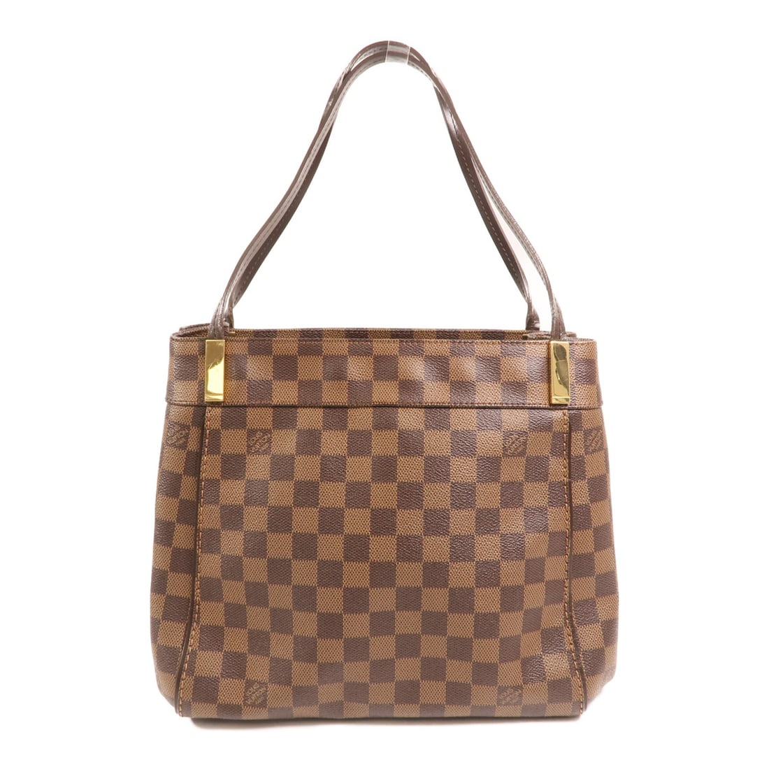 Louis Vuitton Marylebone PM Damier Brown Shoulder Bag with Gold Hardware: Louis Vuitton Marylebone PM Damier Brown Shoulder Bag with Gold Hardware This Louis Vuitton Marylebone PM shoulder bag features the classic Damier brown PVC coated canvas with gold-tone hardware. Desi