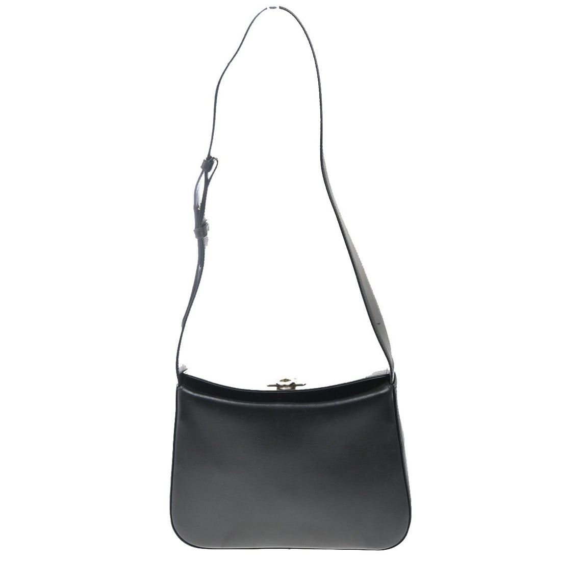 Salvatore Ferragamo Leather Black Gancini Shoulder Purse: Salvatore Ferragamo Leather Black Gancini Shoulder Purse This Salvatore Ferragamo Gancini shoulder bag is crafted from black leather, designed for women. It features a compact, elegant silhouette suit
