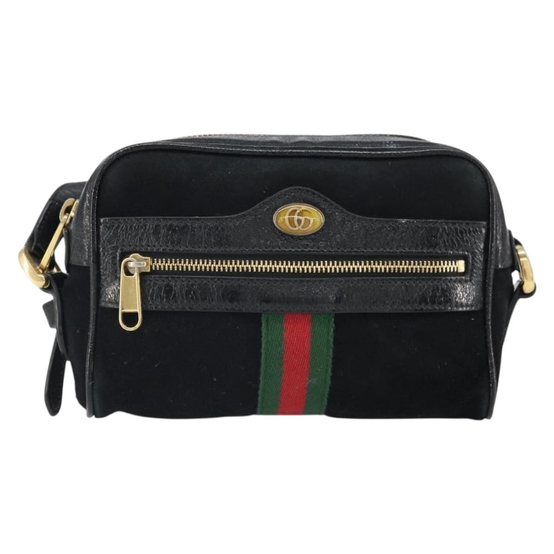 Black Suede Ophidia Shoulder Bag by Gucci for Women: Black Suede Ophidia Shoulder Bag by Gucci for Women This Gucci Ophidia shoulder bag is crafted from black suede and features a classic, feminine design. The bag showcases Gucci's signature style, with