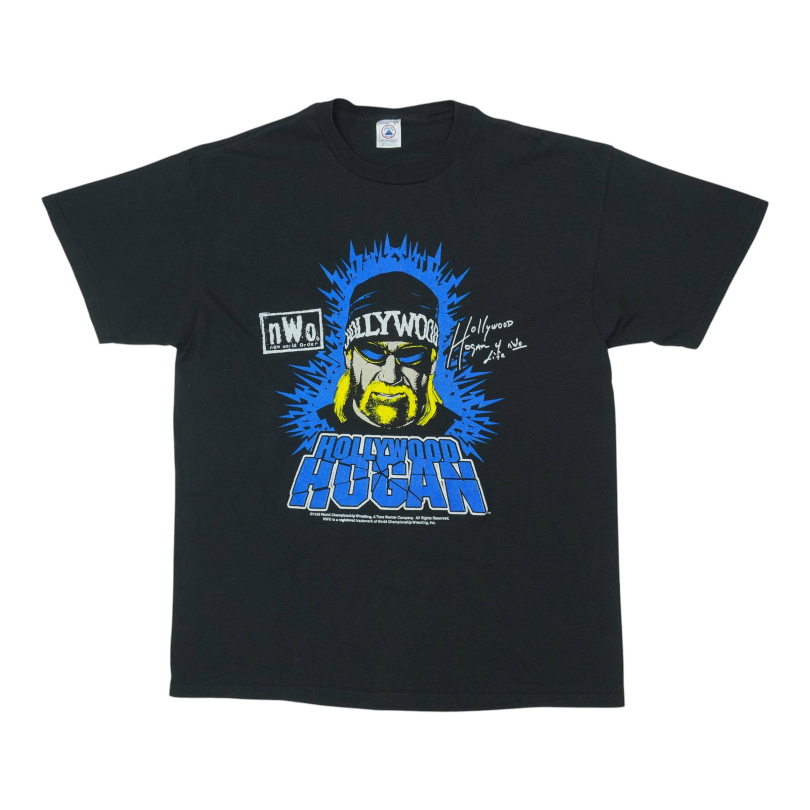 Vintage 1998 Hulk Hogan NWO WCW Black Cotton Wrestling T Shirt: Vintage 1998 Hulk Hogan NWO WCW Black Cotton Wrestling T Shirt This is an original vintage 1998 Hollywood Hulk Hogan NWO WCW shirt. It features no back graphics and is made from 100% cotton in black. 