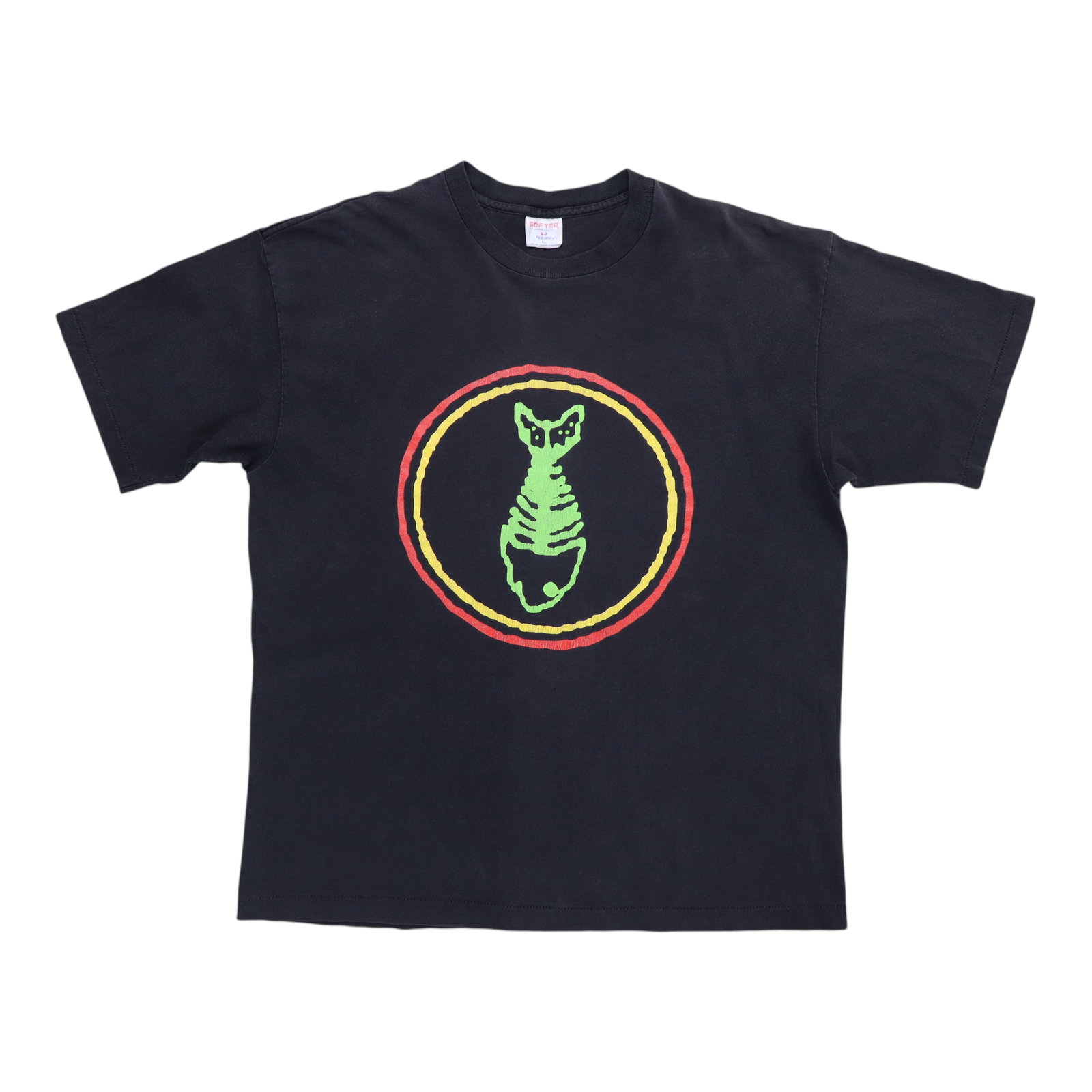 Vintage Fishbone Graphic T-Shirt Black Cotton 1990s Extra Large: Vintage Fishbone Graphic T-Shirt Black Cotton 1990s Extra Large This is an original vintage Fishbone shirt from the 1990s, featuring graphics on both the front and back. Made from 100% cotton in black