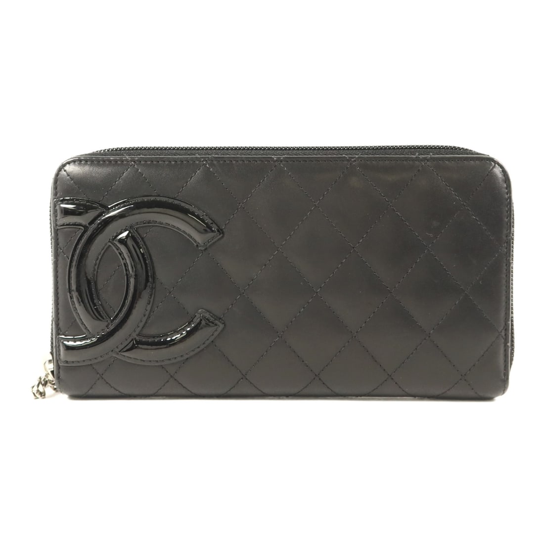Chanel Cambon Black Calfskin Leather Long Wallet Silver CC Hardware: Chanel Cambon Black Calfskin Leather Long Wallet Silver CC Hardware This CHANEL Cambon long round wallet is crafted from black calfskin leather and features the signature CC logo. Designed for women, 