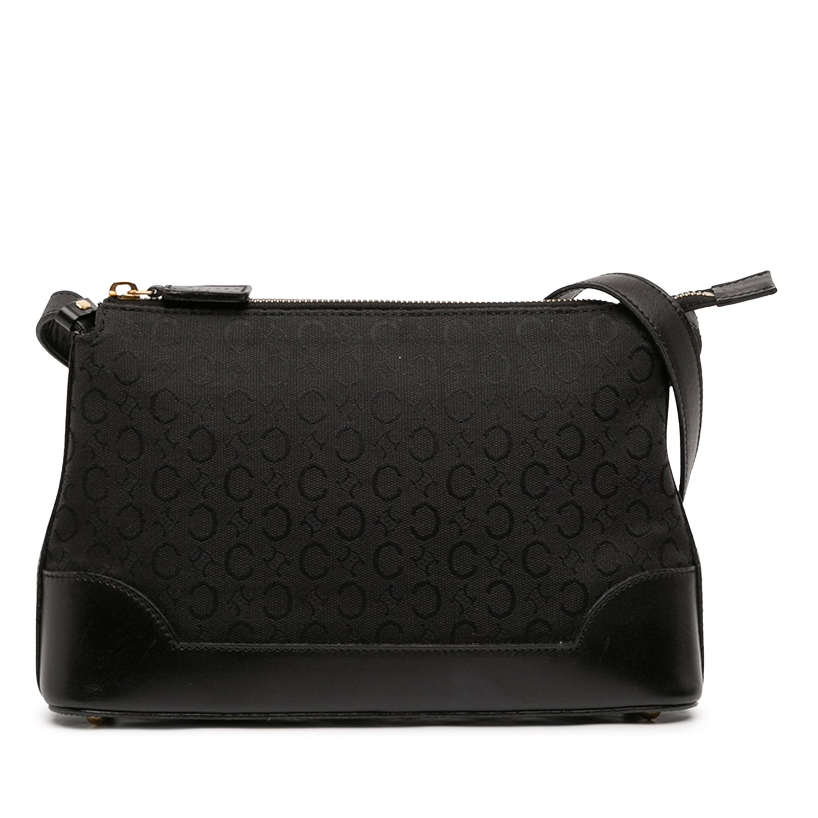 Celine Macadam Pattern Canvas Shoulder Purse with Leather Trim: Celine Macadam Pattern Canvas Shoulder Purse with Leather Trim This Celine C Macadam Canvas Shoulder Bag features a canvas body with leather trim, a flat leather shoulder strap, a top zip closure, and