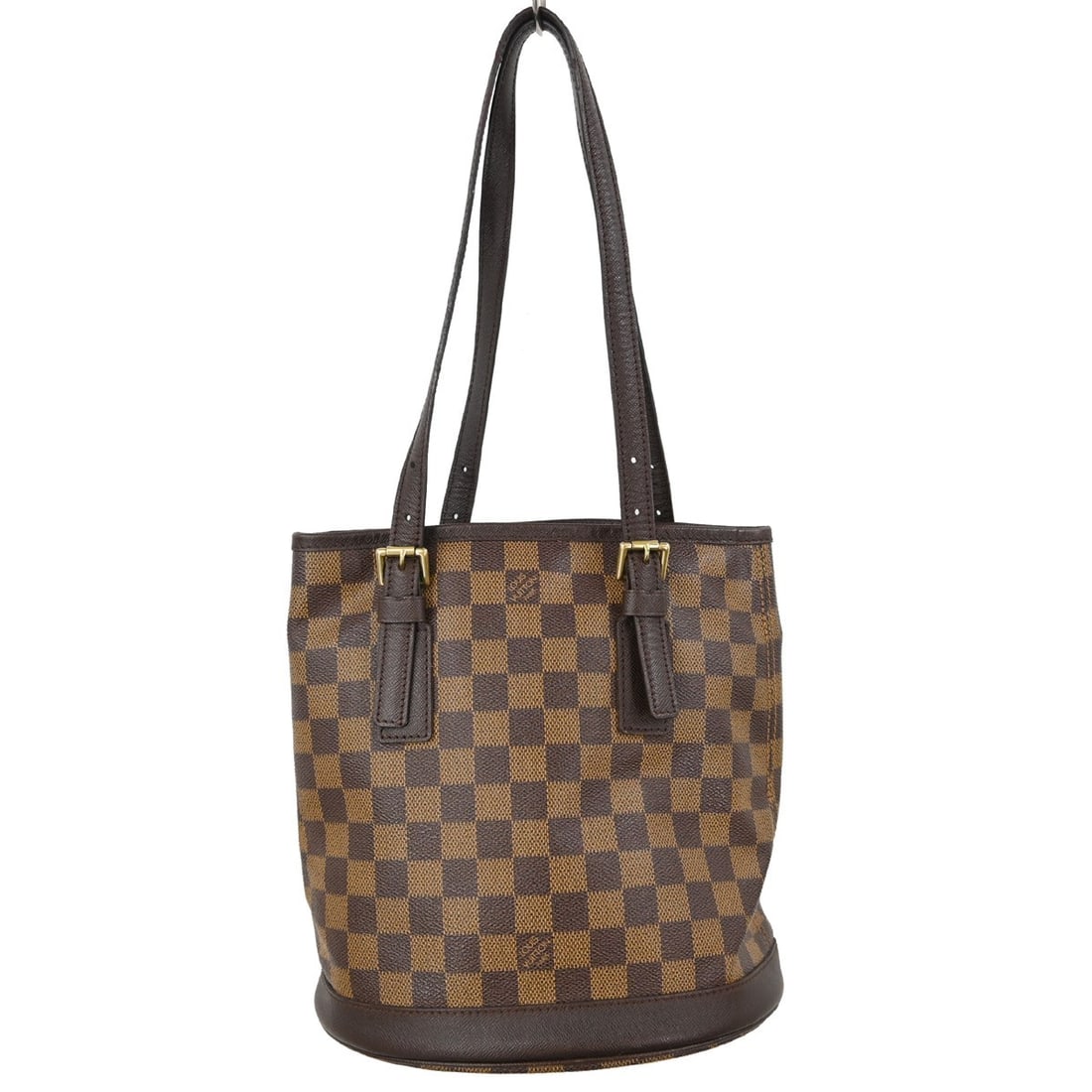 Louis Vuitton Damier Canvas Marais Bucket Handbag Brown France: Louis Vuitton Damier Canvas Marais Bucket Handbag Brown France This Louis Vuitton Marais Bucket Bag features the iconic Damier canvas in brown, designed for women. Made in France, it offers a spacious