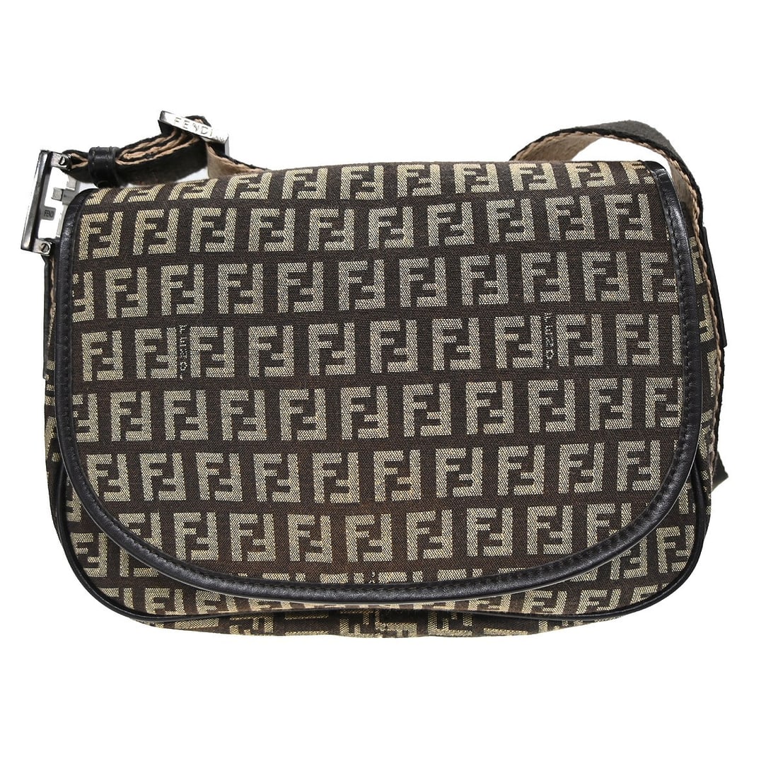 Fendi Zucchino Canvas Beige Medium Shoulder Bag with Adjustable Strap (1 of 8)