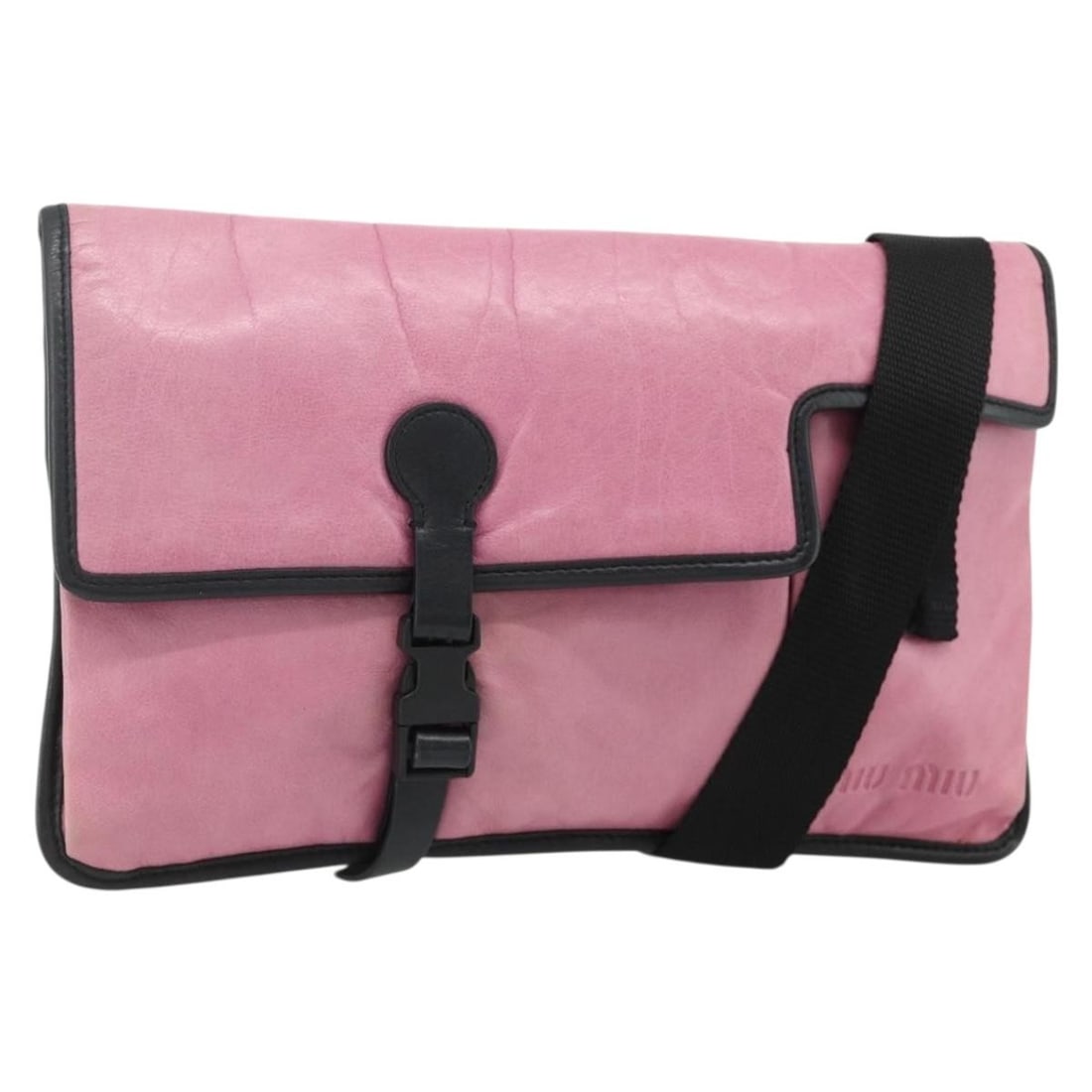 Pink Silver Leather Miu Miu Shoulder Bag Italy: Pink Silver Leather Miu Miu Shoulder Bag Italy This Miu Miu shoulder bag features a stylish pink and silver leather exterior, crafted in Italy. The bag measures approximately 11.4 inches in length and