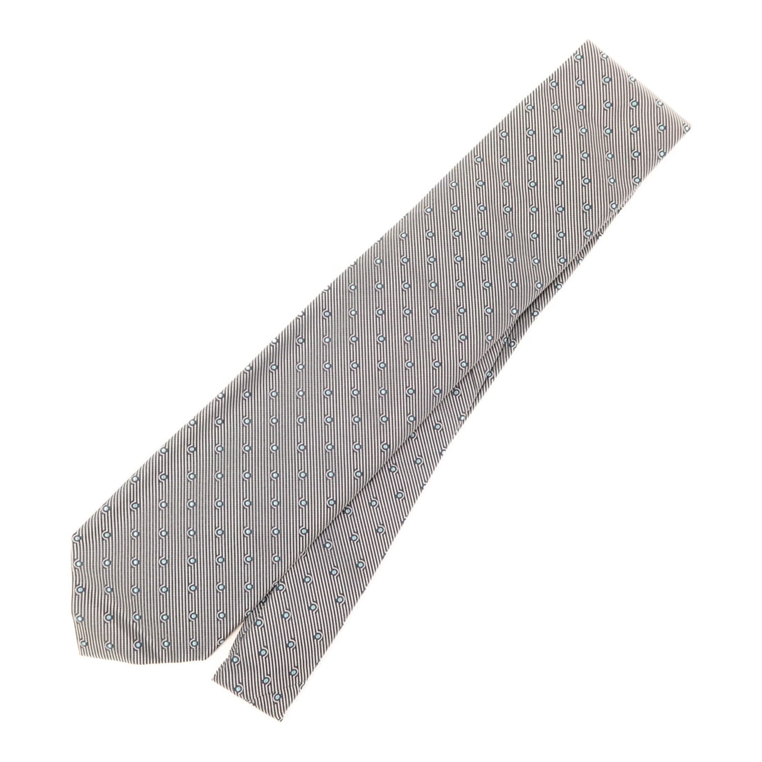 Gray Silk Tie from GUCCI GG Collection for Men: Gray Silk Tie from GUCCI GG Collection for Men This is a men's necktie by Gucci, crafted from silk in a gray color. Made in Italy, it features a regular size type and is in very good condition. Specif