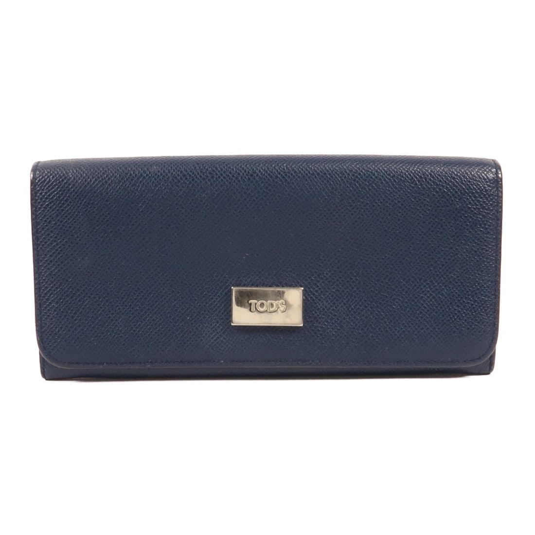 Blue Calfskin Bifold Wallet by TOD'S for Women: Blue Calfskin Bifold Wallet by TOD'S for Women This women's bifold long wallet by TOD'S is crafted from blue calfskin leather, offering both durability and a refined appearance. Made in Italy, it feat