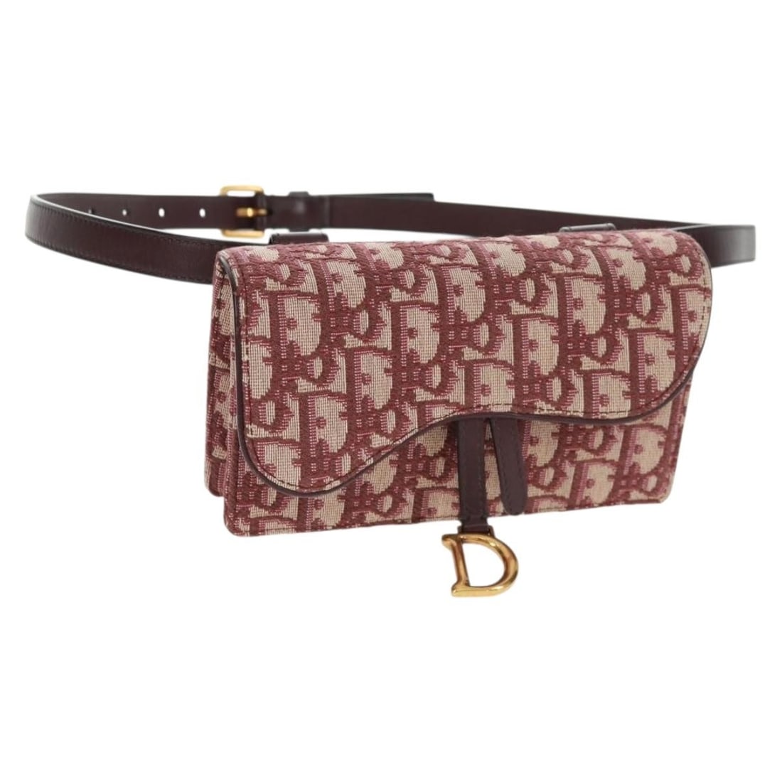 Dior Saddle Trotter Canvas Red Gold Waist Bag with Strap and Dust Bag: Dior Saddle Trotter Canvas Red Gold Waist Bag with Strap and Dust Bag This Christian Dior Trotter Canvas Saddle waist bag features a red and gold design crafted from durable Trotter canvas. Designed f