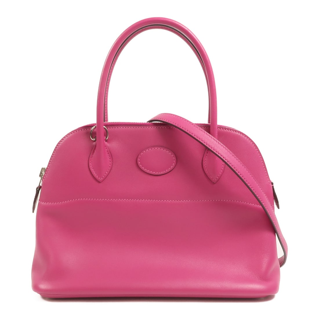 Hermes Bolide 27 Swift Leather Two Way Shoulder Bag Rose Pourpre: Hermes Bolide 27 Swift Leather Two Way Shoulder Bag Rose Pourpre This Hermes Bolide 27 is a versatile two-way shoulder handbag crafted from high-quality calfskin leather in a striking red hue. Designe