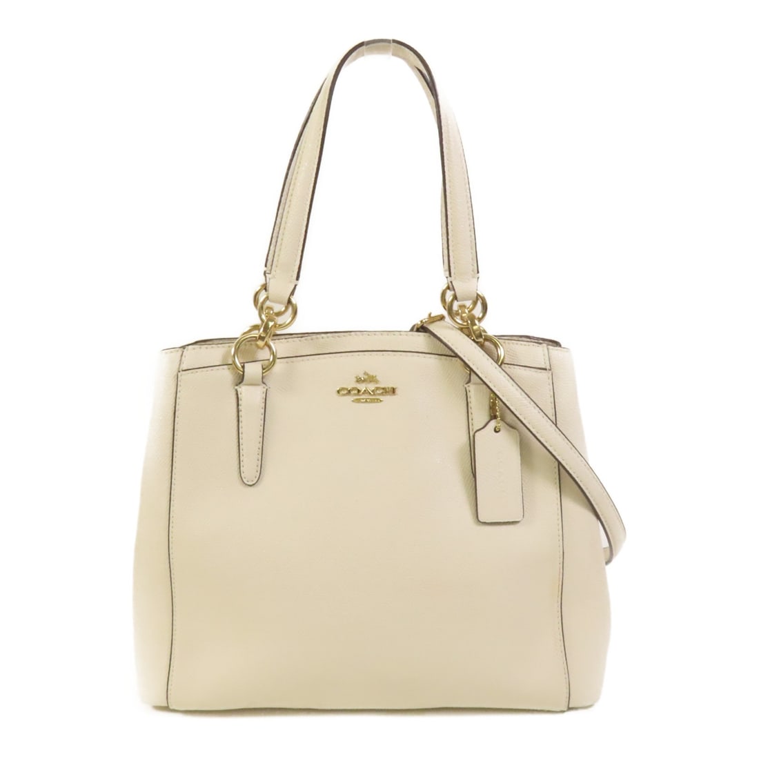 White Calfskin COACH 2way Shoulder Bag with Gold Tone Hardware (1 of 18)
