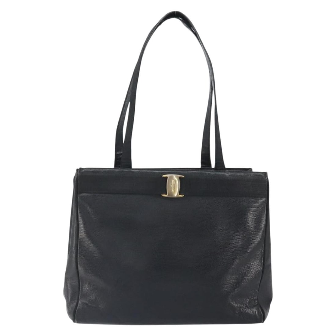 Black Leather Salvatore Ferragamo Vala Tote Bag for Women: Black Leather Salvatore Ferragamo Vala Tote Bag for Women This Salvatore Ferragamo Vala tote is crafted from black leather and designed for women. Made in Italy, it features a spacious interior and cl