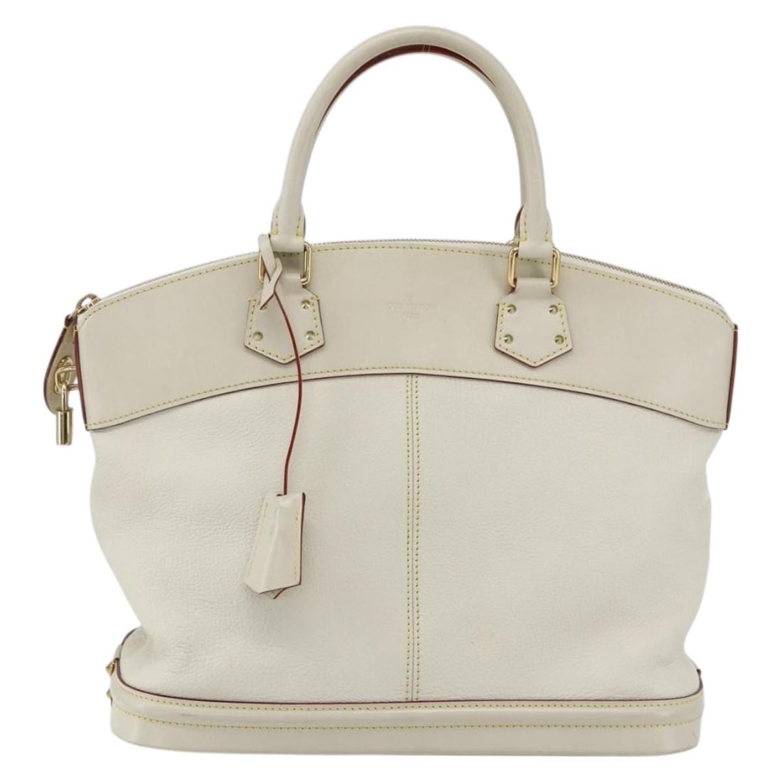 Louis Vuitton Suhali Leather Handbag White 28cm by 22cm by 15cm: Louis Vuitton Suhali Leather Handbag White 28cm by 22cm by 15cm This Louis Vuitton Suhali Lockit handbag is crafted from white leather, designed for women. It features metal fittings and a structured 
