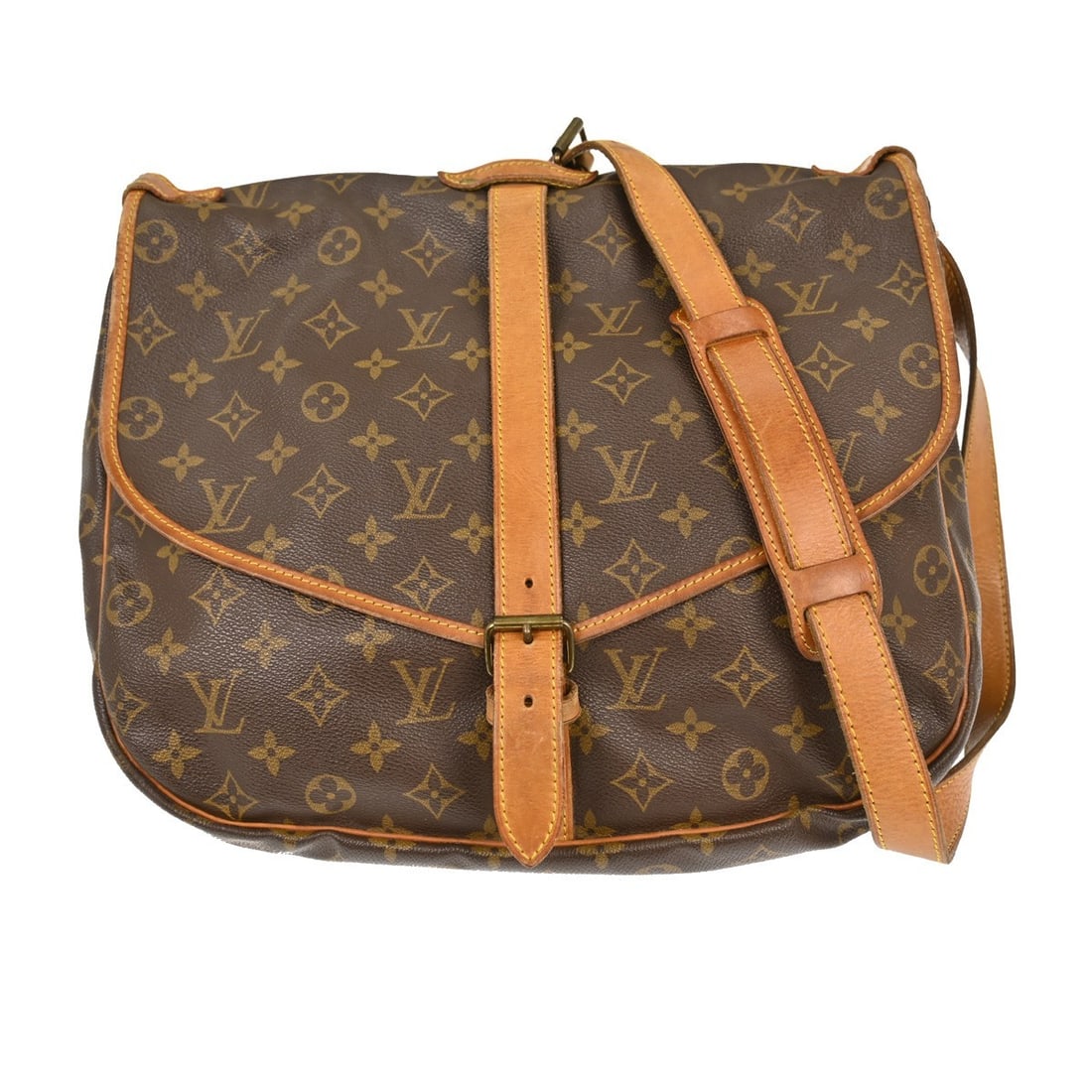 Louis Vuitton Monogram Canvas Saumur Tote Bag Brown 34x26x24cm: Louis Vuitton Monogram Canvas Saumur Tote Bag Brown 34x26x24cm Louis Vuitton Saumur handbag crafted in signature monogram canvas designed for women. This brown handbag features a spacious interior wit