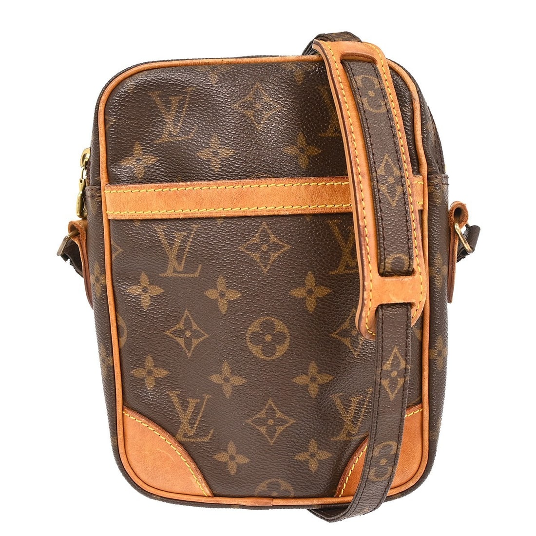 Louis Vuitton Danube Monogram Canvas Medium Crossbody Bag M45266: Louis Vuitton Danube Monogram Canvas Medium Crossbody Bag M45266 This Louis Vuitton Danube crossbody shoulder bag features the iconic Monogram canvas leather exterior with brown leather accents and a 