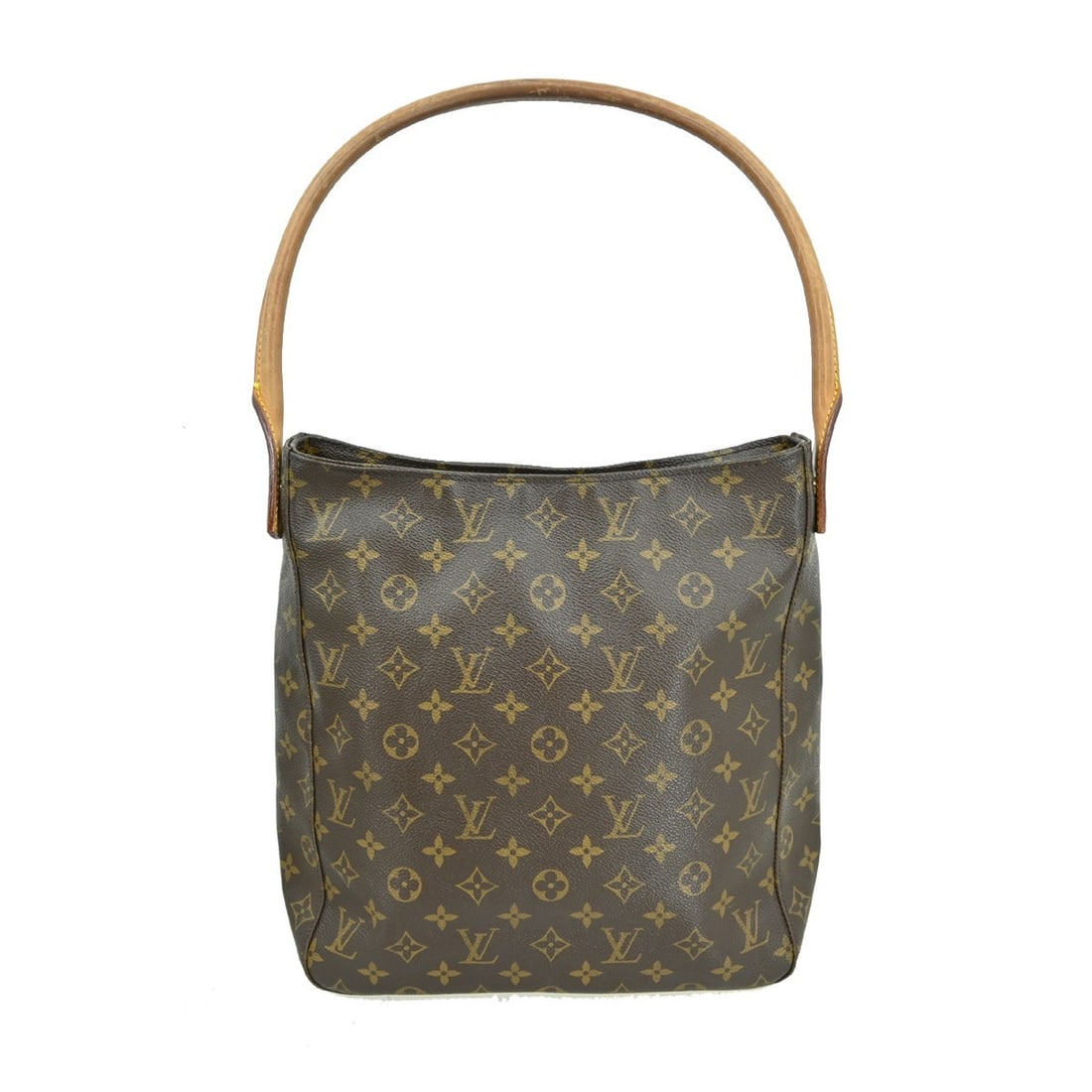 Louis Vuitton Looping GM Monogram Canvas Large Top Handle Shoulder Bag: Louis Vuitton Looping GM Monogram Canvas Large Top Handle Shoulder Bag This Louis Vuitton Looping GM handbag features the iconic Monogram canvas leather exterior complemented by Alcantara lining. Desi