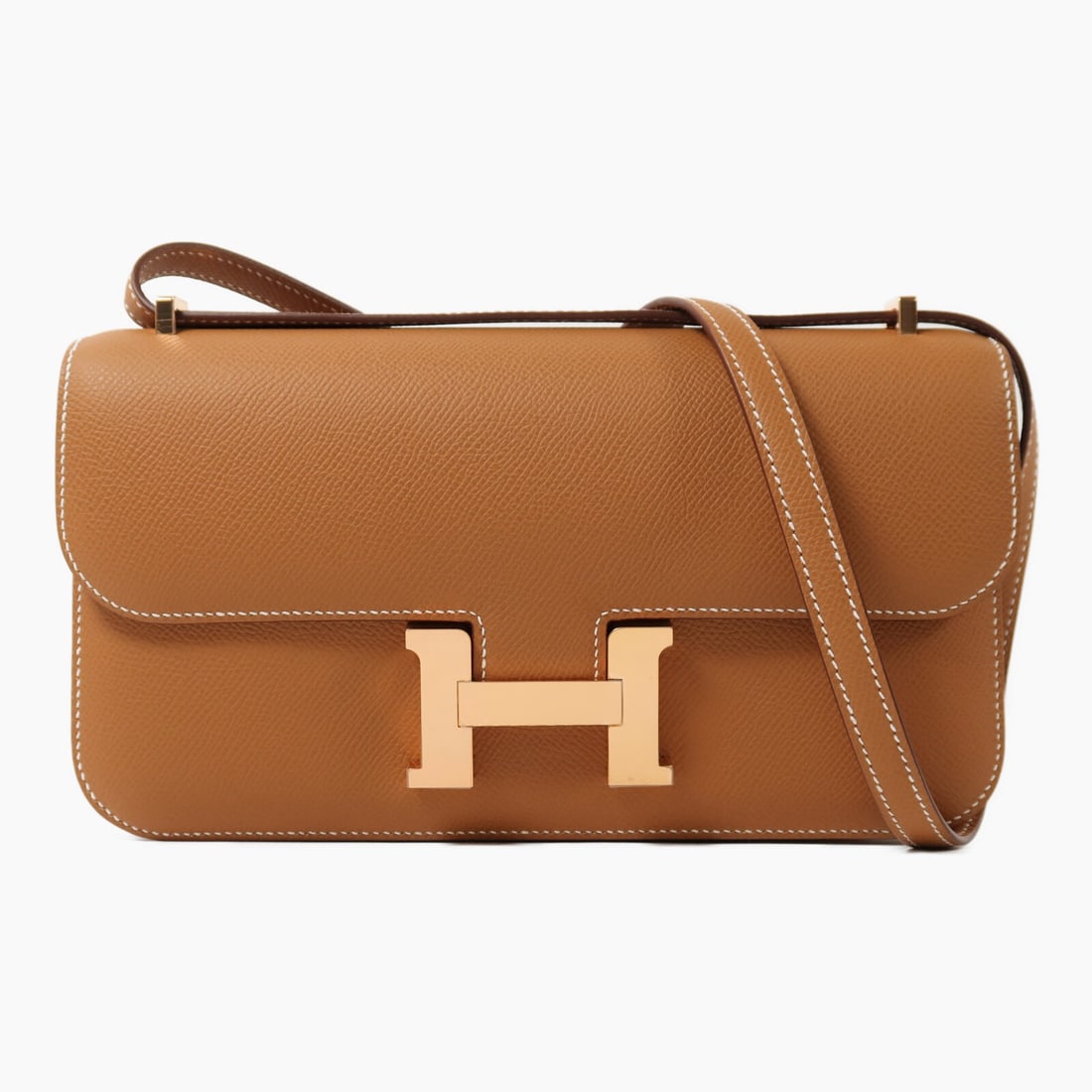 Hermes Constance Elan Brown Epsom Leather Shoulder Bag with Gold Hardware: Hermes Constance Elan Brown Epsom Leather Shoulder Bag with Gold Hardware This Hermes Constance Elan shoulder bag is crafted from Veau Epsom leather in a rich brown color and features gold hardware. D