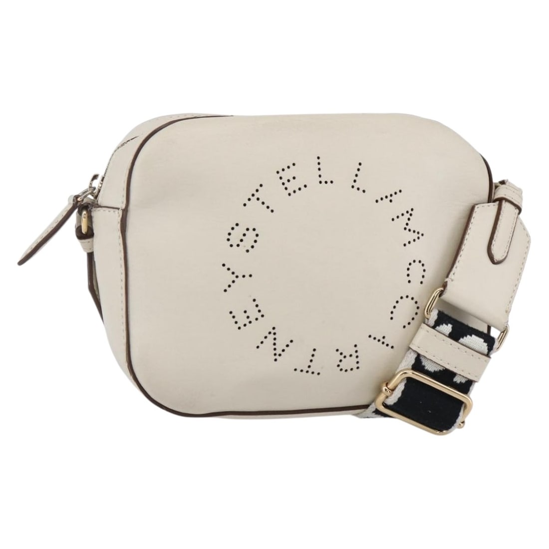 Stella MacCartney Beige Gold Polyester Shoulder Bag for Women: Stella MacCartney Beige Gold Polyester Shoulder Bag for Women This Stella McCartney shoulder bag features a beige and gold polyester exterior and is designed for women. The bag is made in Italy and of