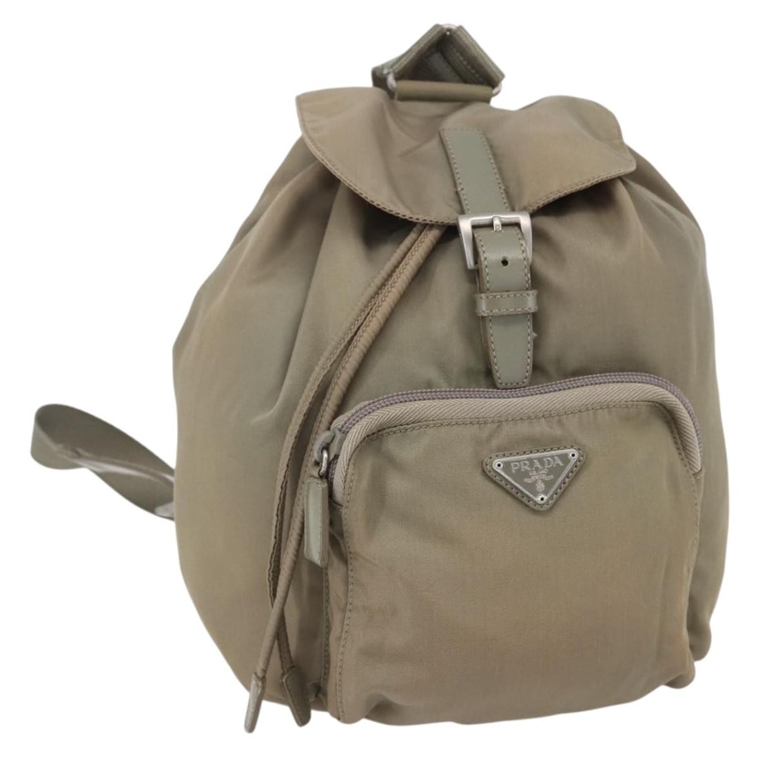Prada Nylon Beige Silver Women Backpack Italy 7.1 x 9.4 x 4.7 inch: Prada Nylon Beige Silver Women Backpack Italy 7.1 x 9.4 x 4.7 inch This PRADA women's backpack is crafted from beige and silver nylon and made in Italy. The bag features a compact design with approxim