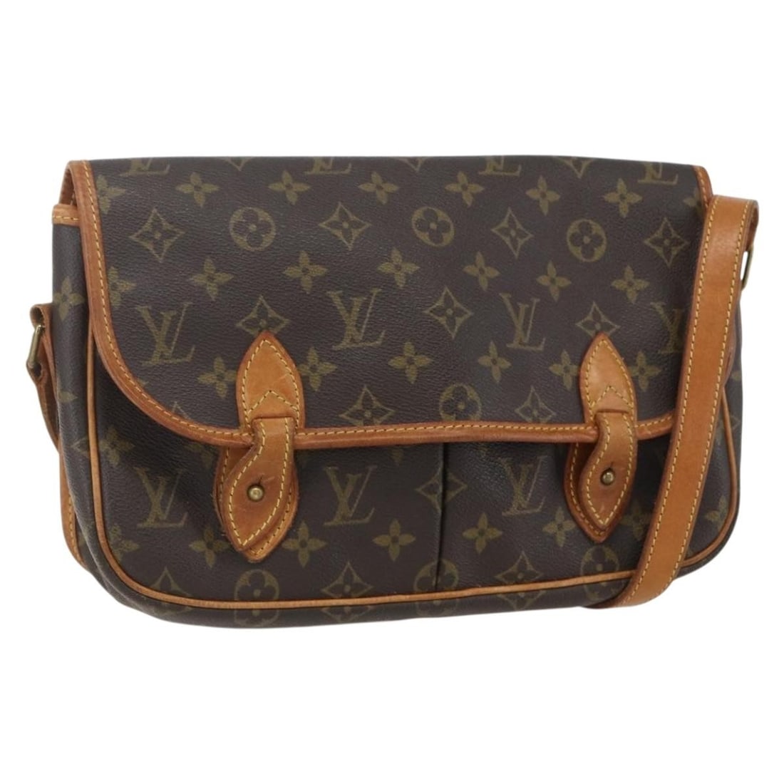 Louis Vuitton Gibeciere MM Monogram Canvas Shoulder Bag M42247 France: Louis Vuitton Gibeciere MM Monogram Canvas Shoulder Bag M42247 France This is a Louis Vuitton Monogram Gibeciere MM shoulder bag crafted from the brand's signature monogram canvas. The bag features a 